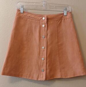 Divided Button-Front A-Line Skirt in Peach